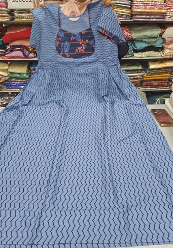 Premium Cotton Frock Style Nighty with Adjustable Rope & Side Pocket | NT3548